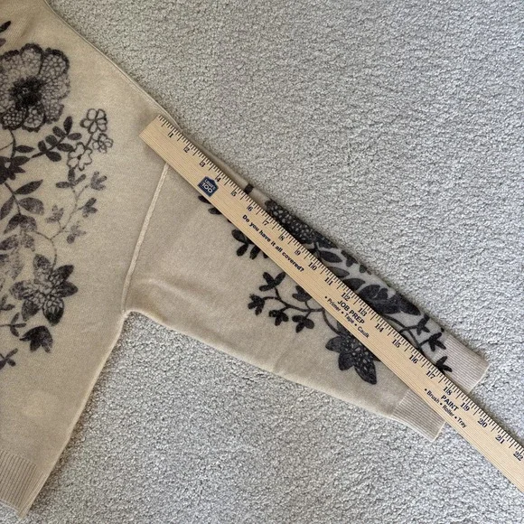 Anthropologie The Alani Cashmere Pilcro Mock-neck Sweater Beige Floral Large - Picture 14 of 16